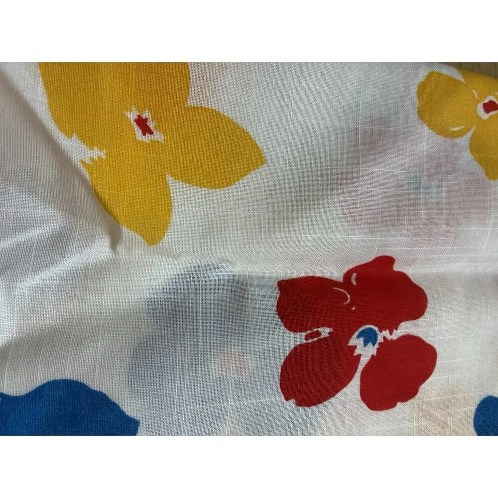 VTG 70s RETRO MOD FLOWER POWER RED BLUE YELLOW FLORAL FABRIC WAMSUTTA 2.5 Yards